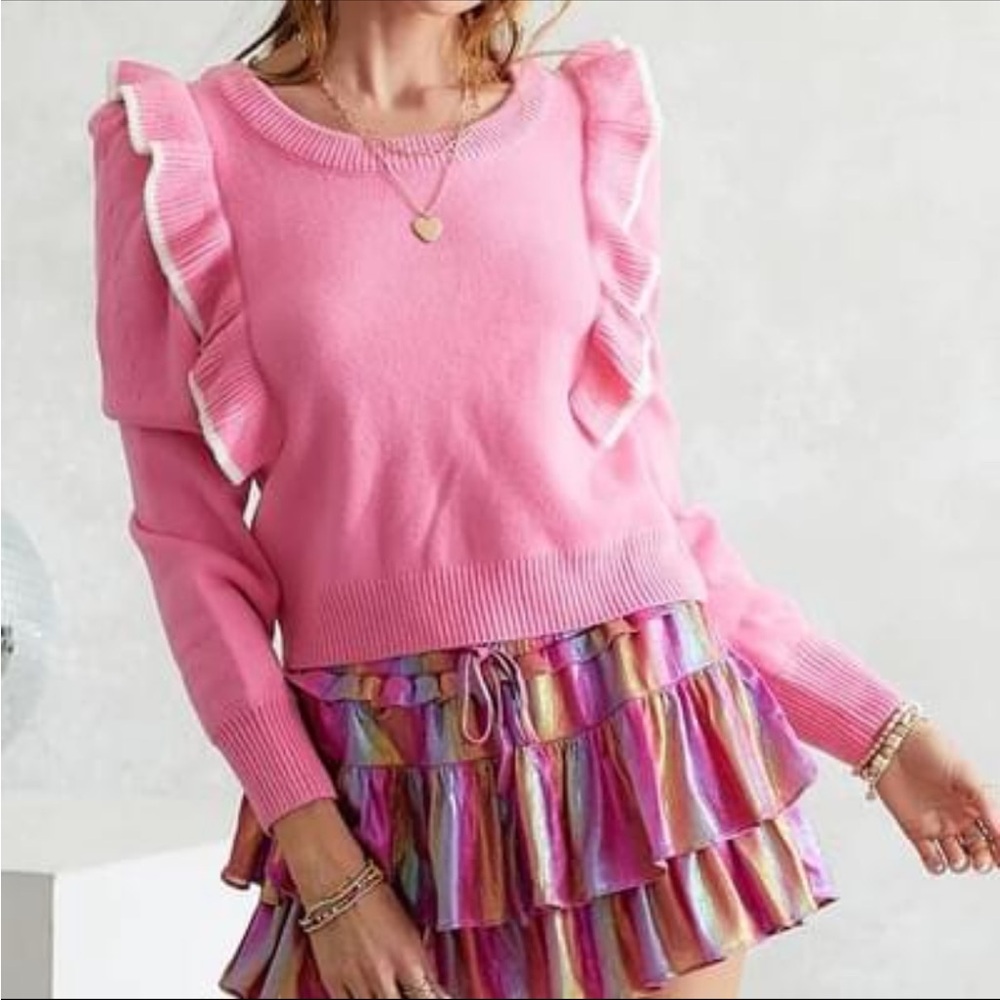 Pants store pink ruffle sweater